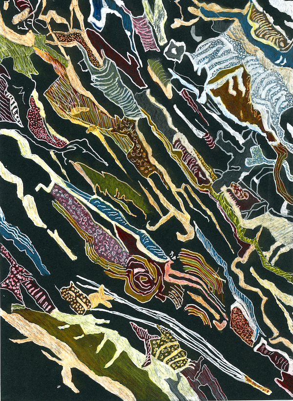 <i>Ponderosa Pine Inverse #2.</i> Mixed media. Framed, 15x11.