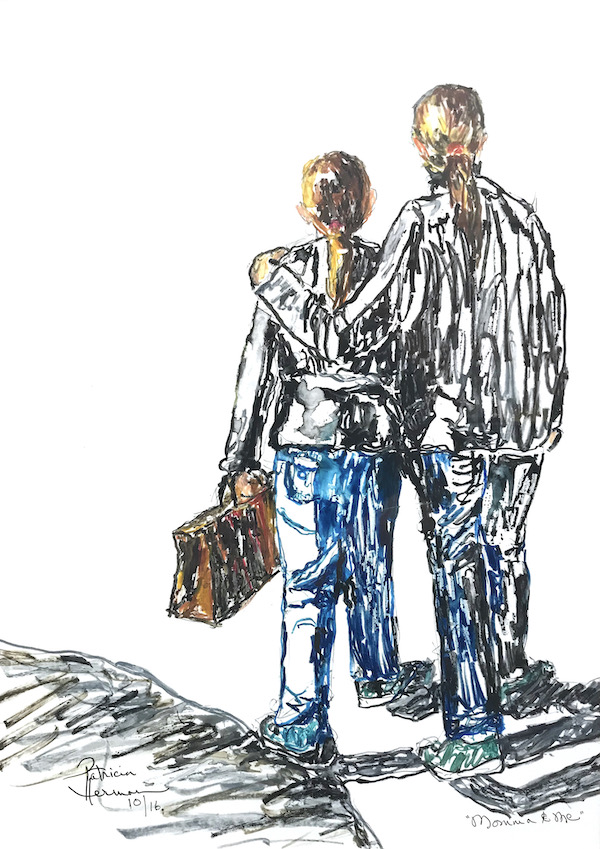 <i>Momma and Me</i>. Mixed media. Framed, 28x20.